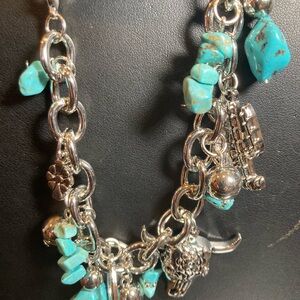 Turquoise and Silver Charm Bracelet